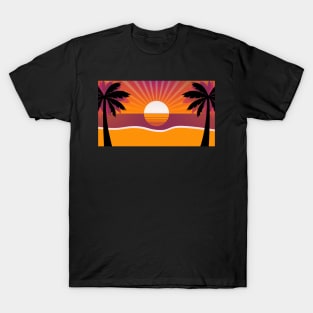 Retrowave Sunset Beach T-Shirt